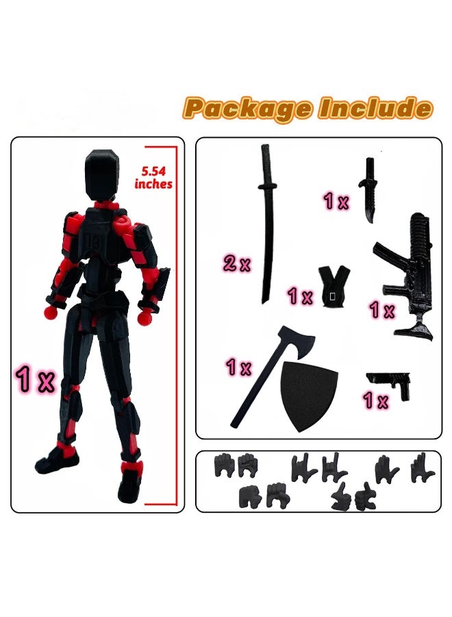 (Assembly Completed) 3D Printed Figure 5.54-inch Dummy13 with Weapon Expansion Set and Bracket, Full Body Mechanical Movable Toy, Desk Decoration. (Black) - Image 5